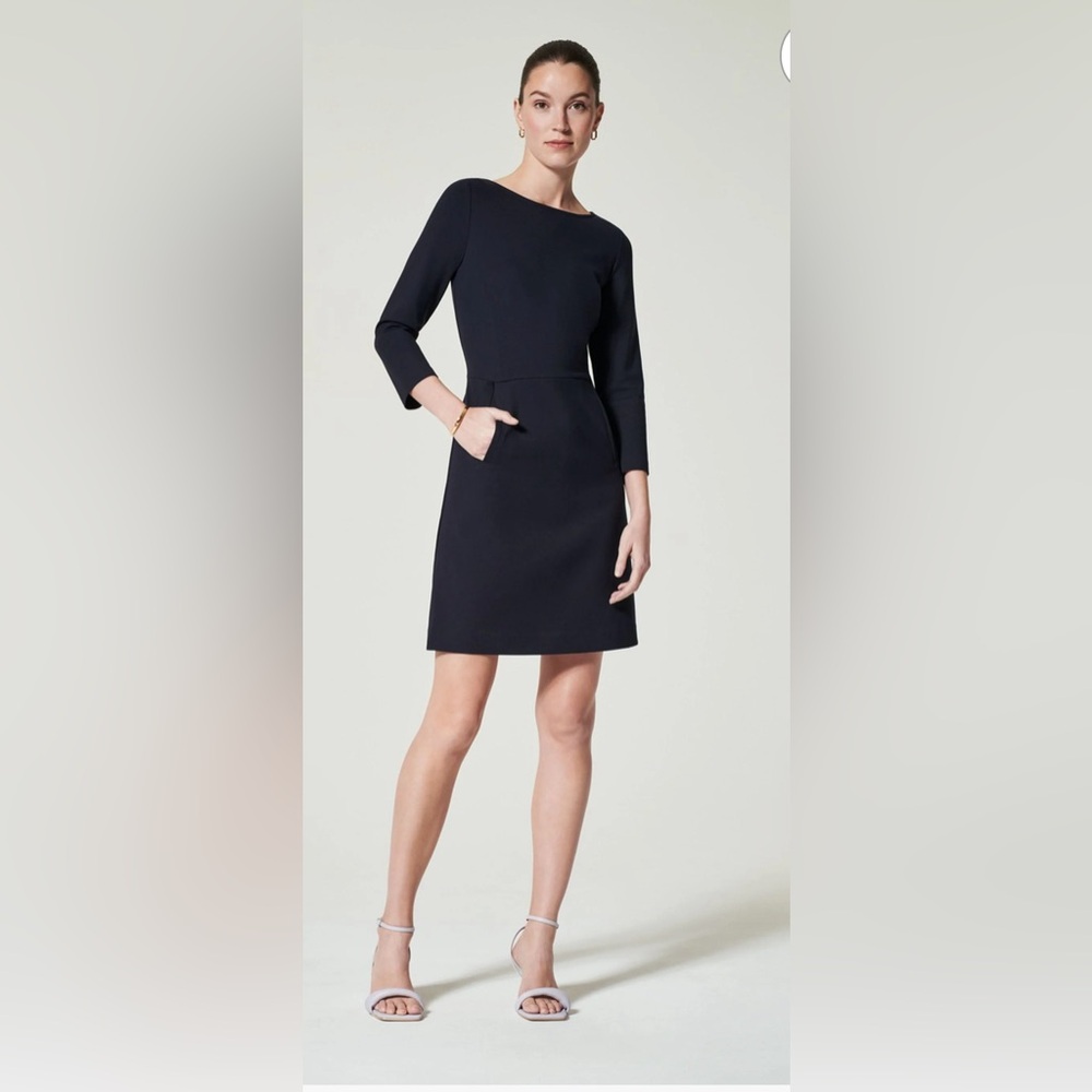 Spanx The Shift Dress Stretch Ponte 3/4 Sleeve Classic Black 20382R XLG